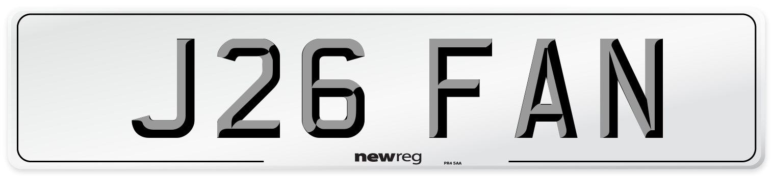 J26 FAN Number Plate from New Reg
